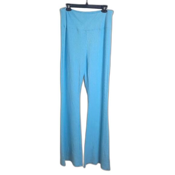 Naked Wardrobe Waffle Knit Flare Leg Pants Baby Blue Size 3X NWT - Picture 2 of 4